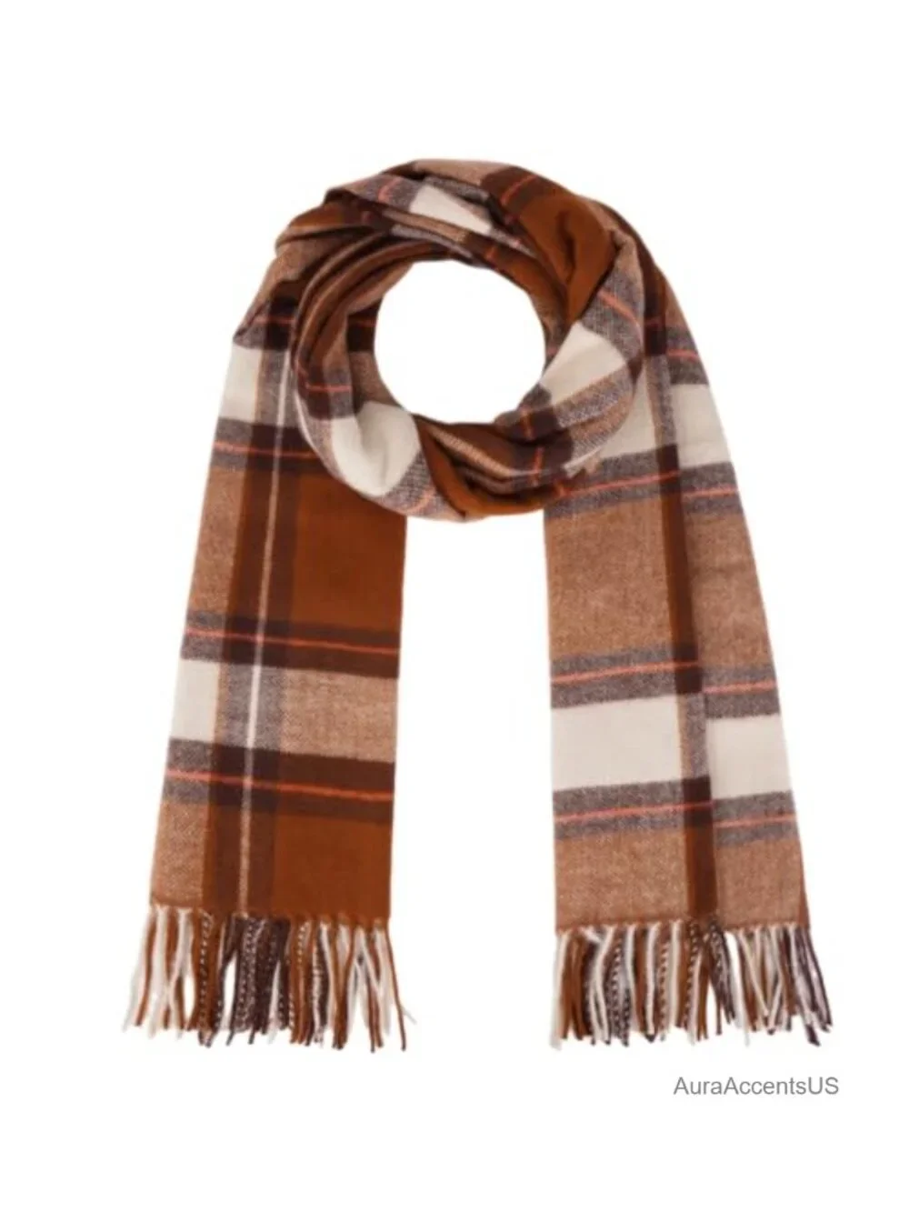Women's Plaid Winter Scarf Shawl Wrap with Tassels, 100% Polyester, Lightweight